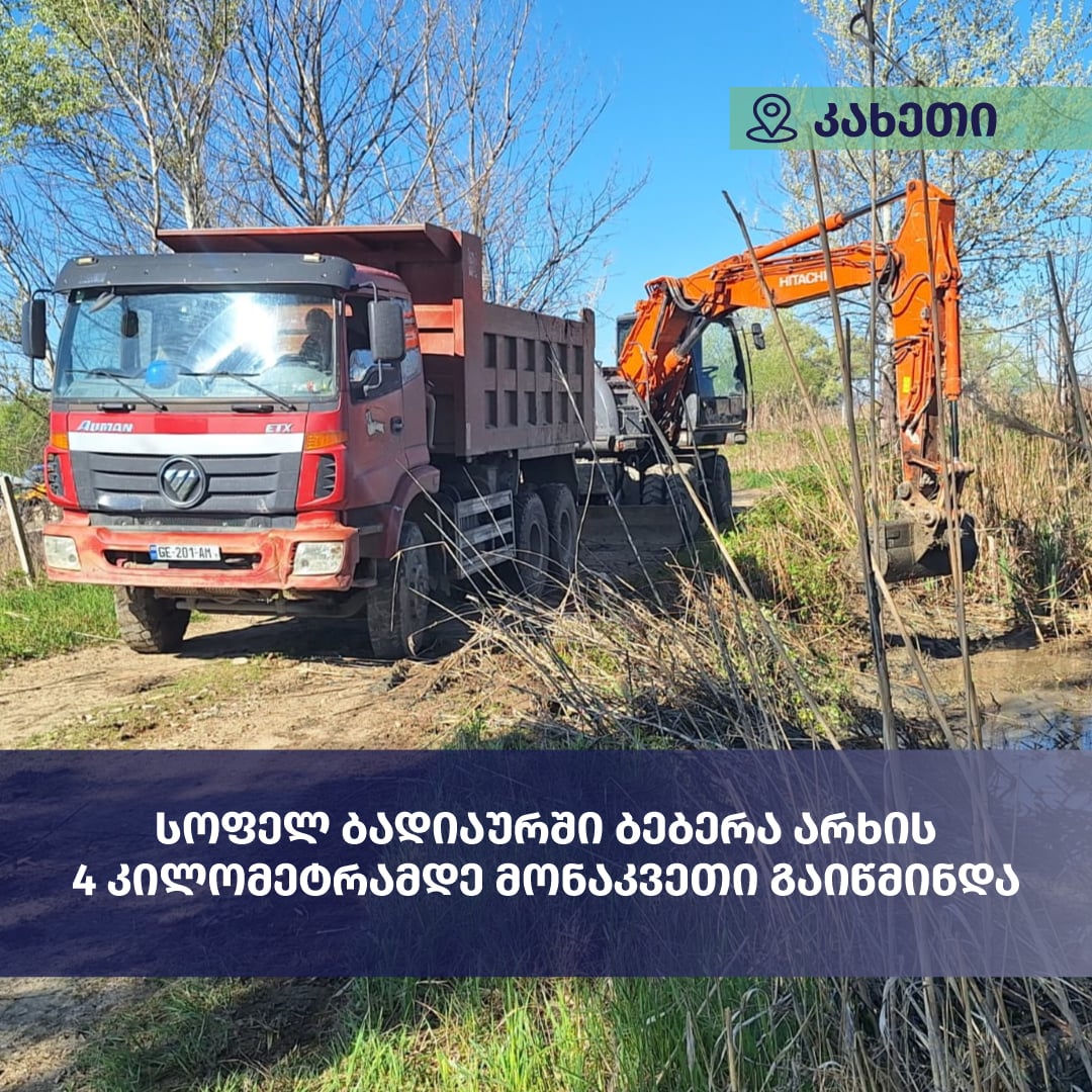 სოფელ ბადიაურში ბებერა არხის 4 კილომეტრიანი მონაკვეთი გაიწმინდა